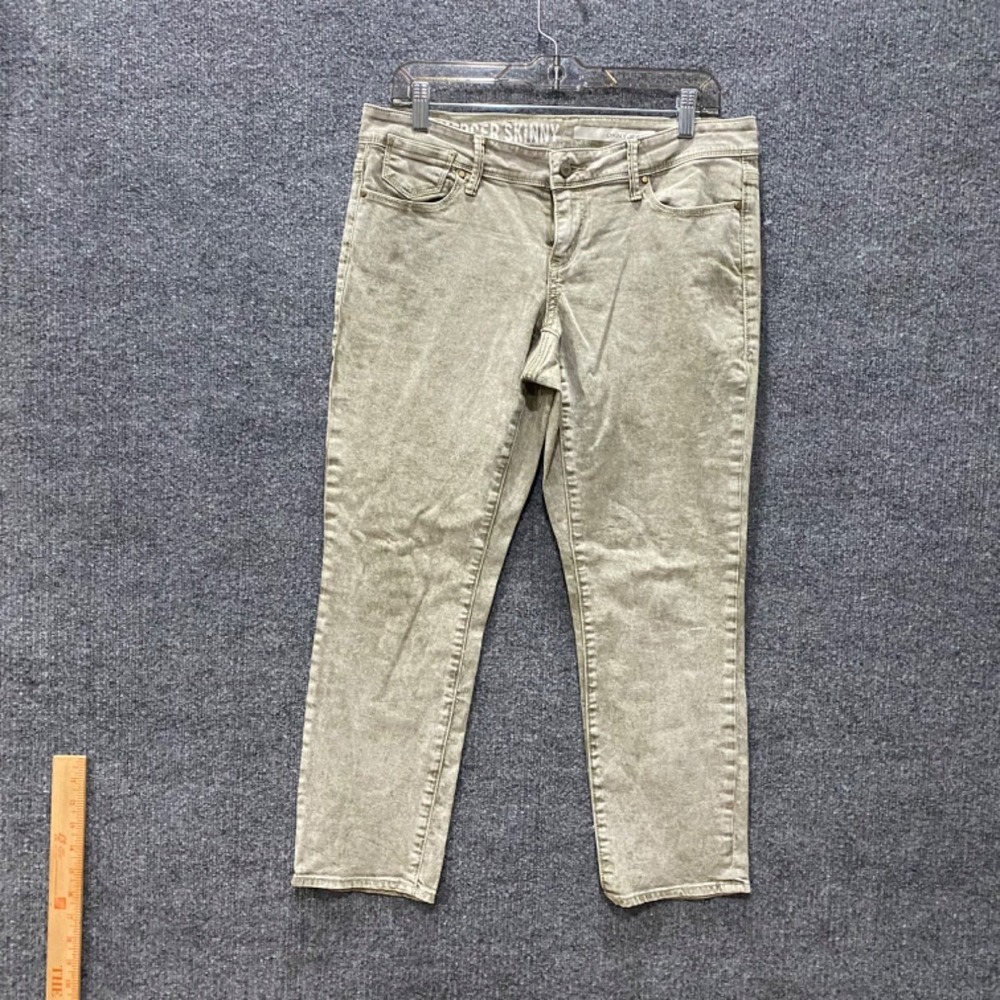Dkny Mercer Skinny Jeans Womens 8 Olive Green Mineral Acid Wash Denim
